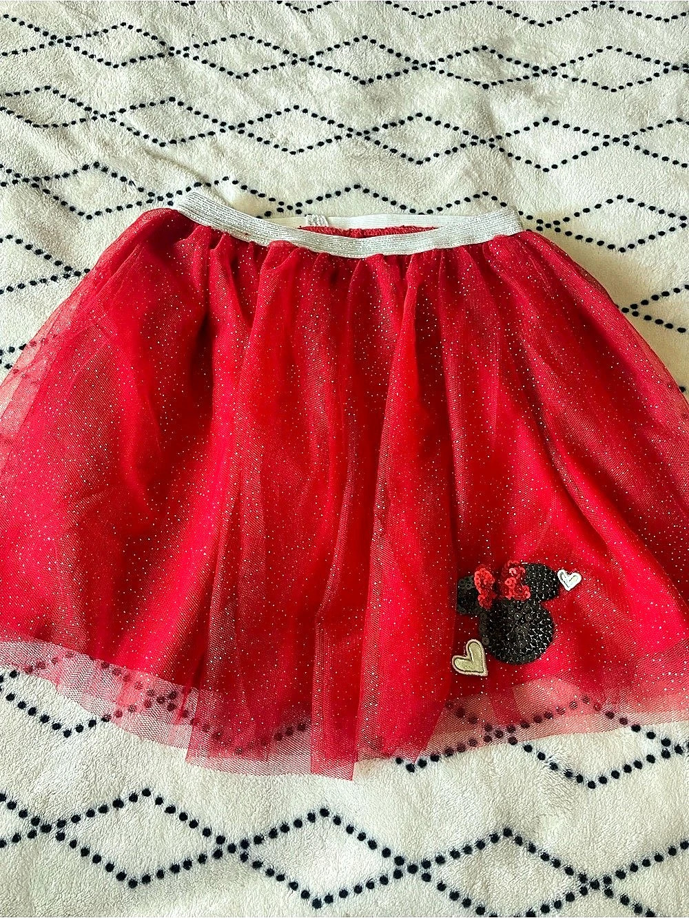 Disney Girls Red Sequin Tulle Skirt Size 7/8